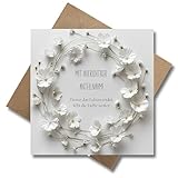 Trauer Karte mit Umschlag - einfühlsame Trauerkarte zarter Blumenkranz aufrichtige Kondolenzkarte...