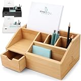 smartday Schreibtisch-Organizer aus Holz mit Schublade - Stiftebox, Schreibtischablage Büro...
