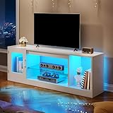 YITAHOME TV Schrank, TV Lowboard LED Weiß - Fernsehschrank Fernsehtisch mit RGB-LED-Leuchten...