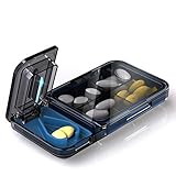 Bticx Pillenschneider-Splitter, leicht zu teilen, Tablettenbox, Tablettenbox mit vier Fächern, für...