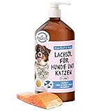 1 Liter Lachsöl für Tiere, Lachsöl für Hunde und Katzen, Barf Öl Hund, Fischöl für Hunde,...