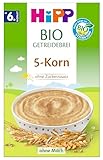 HiPP BIO Getreidebrei 5-Korn (7 x 200g), ab 6. Monat, ohne Zuckerzusatz, sanft zu Babys Bäuchlein,...