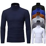 Generisch Rollkragenshirt Herren Longsleeve Rollkragenpullover Dünn Rolli Basic Unterziehrolli Slim...
