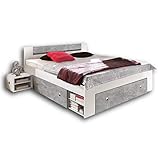 STEFAN Moderne Doppelbett Bettanlage 140 x 200 cm mit 2x Nachtkommoden - Schlafzimmer Komplett-Set...