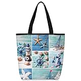 TropicalLife Handtasche mit Leuchtturm-Segelmotiv, groß für Damen, Schultertasche,...