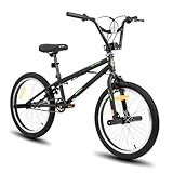 Hiland 20 Zoll BMX, 360° Rotor-System, Freestyle, 4 Stahl Pegs, Kettenschutz, Freilauf Schwarz...