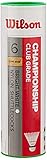 WILSON Badminton-Ball, Championship Shuttlecocks, 6-er Dose, 77 Grains, Gelb, Kunststoff/Naturkork,...