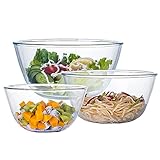 Glasschüssel Set (4,2 L, 2,5 L,1,0 L), Salatschüssel Glas Groß Rund Glasschüsseln für die...