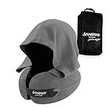 SANDINI TravelFix Hoodie Regular Size – Premium Reisekissen mit Verschluss/Nackenkissen mit...