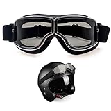 TOATELU 1 Stück Motorradbrille Retro: Motorrad Brillen mit Windproof Dustproof, Leder Motocross...