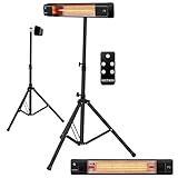 Heizstrahler Karbon Terrassenstrahler Heizgerät Infrarotstrahler Strahler 1500 Watt Display...