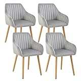 Goeurvant Esszimmerstuhl Holzbeine Armlehnenstuhl 4er Set Küchenstuhl mit Armlehne Polsterstuhl...