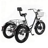 flatpincololee Elektro Dreirad Fahrrad für Erwachsene 350W Motor 48V 12Ah Power – 20'x4.0'...