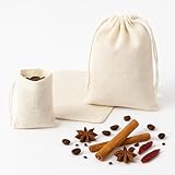 50 Stück Gewürzsäckchen mit Kordelzug, Wiederverwendbare Baumwollsäckchen Klein, Gewürzbeutel...