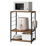 WOLTU Küchenregal, Standregal Mikrowellenhalter, Bäcker Regal Metallregal aus Holz und Stahl, mit...