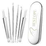 BESTOPE Mitesserentferner Komedonenquetscher Set Pinzetten Set mit Metall-Box Blackhead Remover aus...