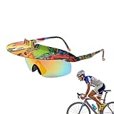 Genérico Fahrradbrille | Brille mit eingebautem Visier | Sportbrille mit modischen Spiegeln für...