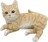 Bambelaa! Katze Figur Garten Skulptur Deko Gartenfigur Polyresin Für Außen und Innen Liegend Beige...