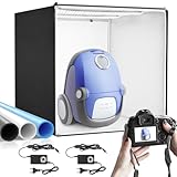 Heorryn Fotostudio Lichtzelt Set, 100 x 100 x 100 cm Dimmbare Fotobox mit 384 LED-Leuchten und 3...
