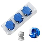 GOMETY Stromverteiler 16A Baustromverteiler Wandverteiler, Steckdosenverteiler 3x Schuko 230V...