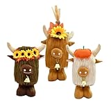 Generisch Highland Kuh Stofftier | 3 Teile Niedliche 28 Zentimeter Herbstdekorationen | Hochlandrind...