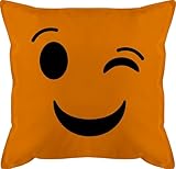 Kissen 50x50 - & Fasching - Zwinker Emoticon Karneval I Zwinkern I Zwinker Gesicht - 50 x 50 cm -...