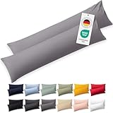 Blumtal Seitenschläferkissen Bezug 40 x 145 (2er Set Kissenbezüge) - Grau - 100% Baumwolle,...