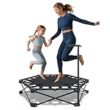 Faltbares Fitness Trampolin, Trampolin Indoor mit Verstellbarer Griff, Maximale Tragkraft 150kg,...