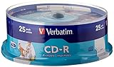 Verbatim CD-R AZO Wide Inkjet Printable 700 MB, 25er Pack Spindel, CD Rohlinge, 52-fache...