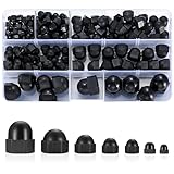 165 Stk Hutmuttern hohe Form Set, Schwarz Nylon Sechskant Hutmuttern, M3 M4 M5 M6 M8 M10 M12...