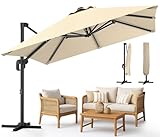 VOUNOT Ampelschirm 300 cm, Sonnenschirm mit Ständer, Kurbel, Windsicherung und Abdeckung, 360°...