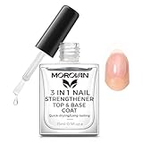 Morovan 3in1 Klarer Nagellack: Base Coat Top Coat 3in1 Nail Strengthener Clear Nail Varnish 15ml