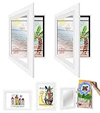 2 Stück Kunstfotorahmen für Kinder,A4 Scharnierter Bilderrahmen Holz,Befüllbar Fotorahmen zum...