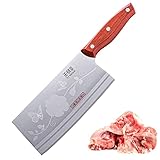 TJ POP Hackmesser Chinesisches Kochmesser Professionelles 18.8cm, Scharfer Küchenmesser mit Full...