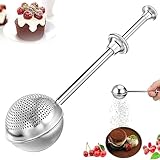 1Pc Silber Edelstahl Mehlsieb Puderzuckerstreuer Mehl und Puderzuckersieb Handsieb Kakaopulver...