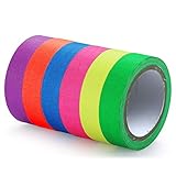 Neon Klebeband Bunt 6 Stück 15mmx 5m Fluoreszierendes Klebeband Gewebeband Gaffa Tape Schwarzlicht...