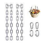 2 Stück Φ3mm Edelstahlkette 0,6m mit Karabiner und Schnellverschlussring Kette Edelstahl für...