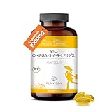 PlantDEA Bio Omega-3-6-9-Leinöl Kapseln I 2000mg Tagesdosis I 180 Omega-3-Kapseln hochdosiert I...