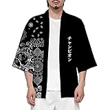 CIZEUR Sommerjacke Mode japanische Herren Jacke Strickjacke Paar Kimono Mantel lässig, XL Black...
