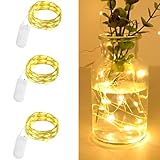 Gcstnn Micro LED Lichterkette, 3 Stück 20LED Drahtlichterkette mit CR2032 Batterie betrieb Auf 2M...