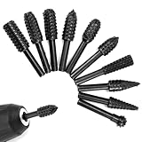 QWORK® 10 Stück Holzraspel Raspel Set, 1/4' Schaft, Holz Bohrer Fräser Set, 45# Stahl, Kompatibel...