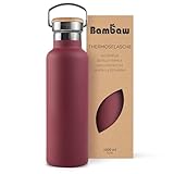 Bambaw Thermoflasche 1.l, Rote Flasche, Edelstahl Trinkflasche, Große Wasserflasche, 1 Liter...