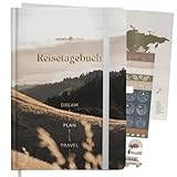 LEBENSKOMPASS® Reisetagebuch mit Sticker-Set und Weltkarten Poster zum ausfüllen mit...