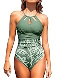 CUPSHE Einteiliger Damen-Badeanzug, hoher Halsausschnitt, Bauchkontrolle, Badebekleidung,...