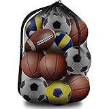 Pixaro Extra Groß Ballnetz für 10-20 Bälle - Fußball Ballnetz, Tragbare Ballsack mit Kordelzug...