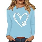 Damen Tops Locker Langarmshirt Rundhals Oberteile Modische Aufdruck Pullover Elegante Damenblusen...