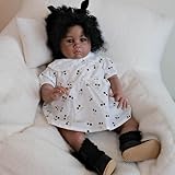 YIHANGG Lebensechte Reborn Babypuppen Realistisch Schwarz Mädchen 60cm Afroamerikanisch Reborn...