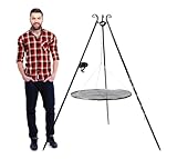 Cook King Schwenkgrill Dreibein mit Kurbel und Kettenset | Stahlgestell klappbar | Schwarz |...