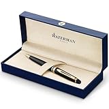 Waterman Expert Kugelschreiber | Hochglänzend Schwarz mit Zierteile aus 23 K Gold | Mittlere Spitze...