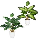 SHEPIN 2 Stück Kunstpflanze Wie Echt, Künstliche Pflanzen im Topf Zimmerpflanzen, 37cm...